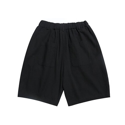 Summer men's solid color front bag shorts  loose straight tube work pants