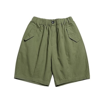 Summer men's solid color front bag shorts  loose straight tube work pants
