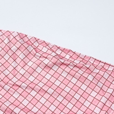 OEM  long -sleeved short skirt side polyester women's pink lattice dress