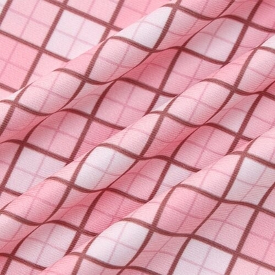 OEM  long -sleeved short skirt side polyester women's pink lattice dress