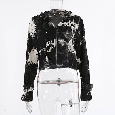 OEM European and American cross -border 2021 new street tide women women's long -sleeved hooded top top zipper cardigan