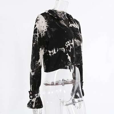 OEM European and American cross -border 2021 new street tide women women's long -sleeved hooded top top zipper cardigan