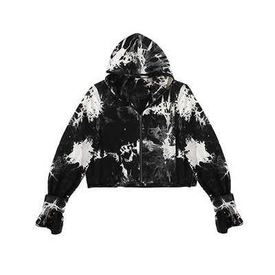 OEM European and American cross -border 2021 new street tide women women's long -sleeved hooded top top zipper cardigan