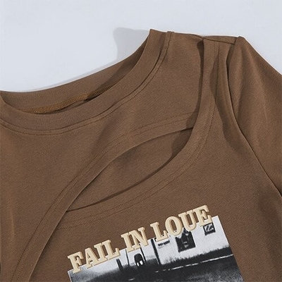 OEM Cross -border summer new European and American sexy female decoration T -shirts fashion printing hollowed umbilical
