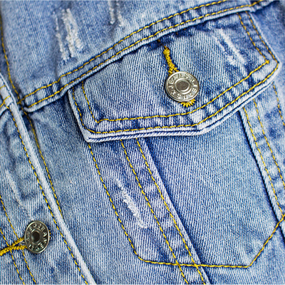 Trendy Unisex Distressed Cropped Jacket Vintage Wash Oversized Denim Coat