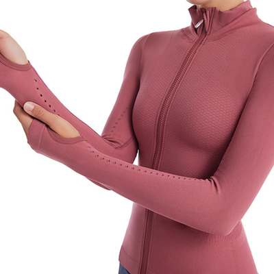 88% Nylon 12% Spandex Full Zip Athletic Jacket Women Long Sleeve Workout Jacket