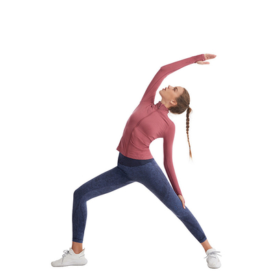88% Nylon 12% Spandex Full Zip Athletic Jacket Women Long Sleeve Workout Jacket