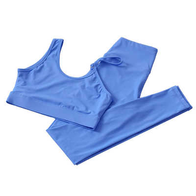 22% Nylon 78% Cotton GYM Fitness Leggings Blue Summer Fitness Yoga Suit
