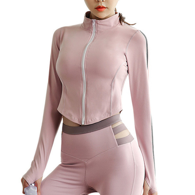 OEM Factory Stand Collar Full Zip Yoga Jacket Women Sportswear 100pcs MOQ