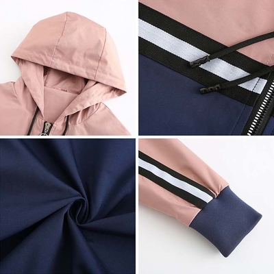 Thin Light Weight Women Coat Colorblock Casual Jackets Lady Spring Autumn Outdoor Waterproof Coat