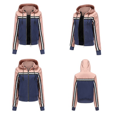 Thin Light Weight Women Coat Colorblock Casual Jackets Lady Spring Autumn Outdoor Waterproof Coat