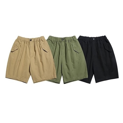 Summer men's solid color front bag shorts  loose straight tube work pants
