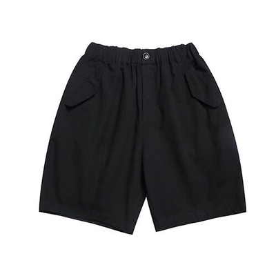 Summer men's solid color front bag shorts  loose straight tube work pants