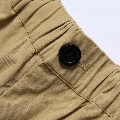 Summer men's solid color front bag shorts  loose straight tube work pants