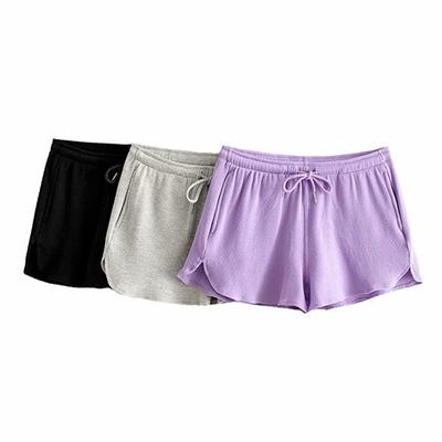 Summer Home Casual Wide Leg Pants Female BM Thread Elastic Loose Waist Sports Shorts