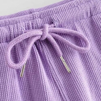 Summer Home Casual Wide Leg Pants Female BM Thread Elastic Loose Waist Sports Shorts