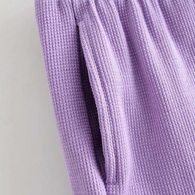 Summer Home Casual Wide Leg Pants Female BM Thread Elastic Loose Waist Sports Shorts