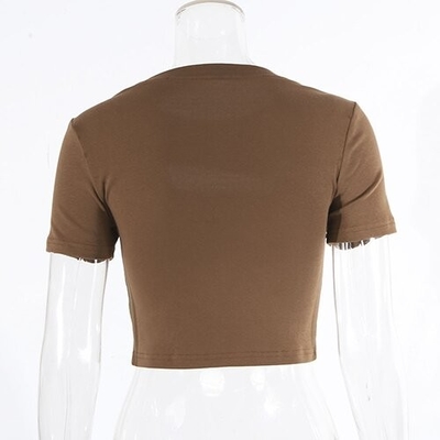 OEM Cross -border summer new European and American sexy female decoration T -shirts fashion printing hollowed umbilical