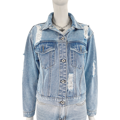 Women Vintage Stonewash Custom Denim Jacket Oem Logo Apparel