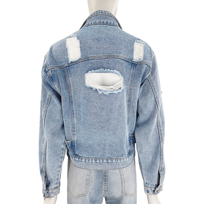 Women Vintage Stonewash Custom Denim Jacket Oem Logo Apparel