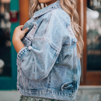 Women Vintage Stonewash Custom Denim Jacket Oem Logo Apparel