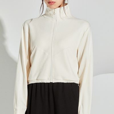 100% Cotton Spring Autumn Female Sports Clothes Stand Up Collar Hoodie